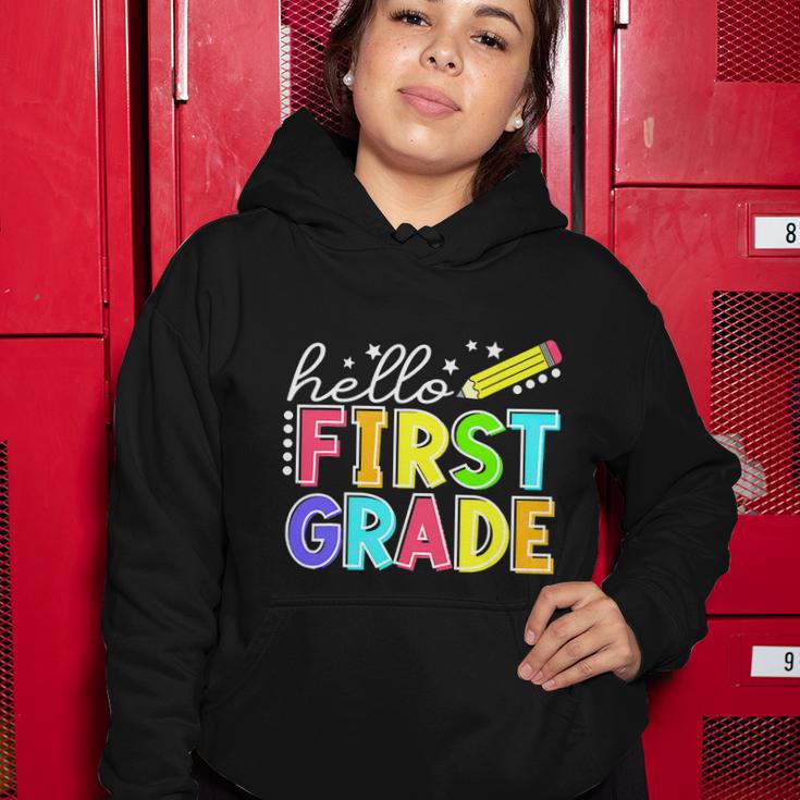 Hello First Grade Team 1St Grade Back To School Teacher Women Hoodie Unique Gifts