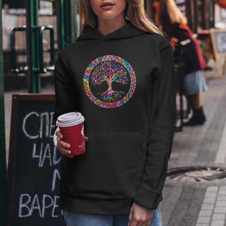 Hippie Colorful Tree Circle Official Custom Women Hoodie Graphic Print Hooded Sweatshirt Funny Gifts