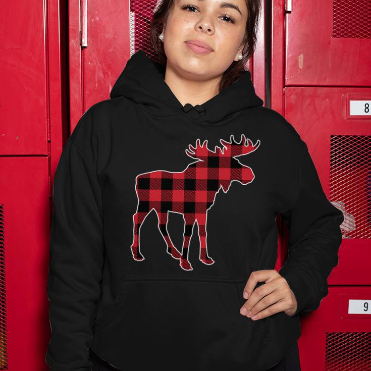 Holiday Plaid Moose Women Hoodie Unique Gifts