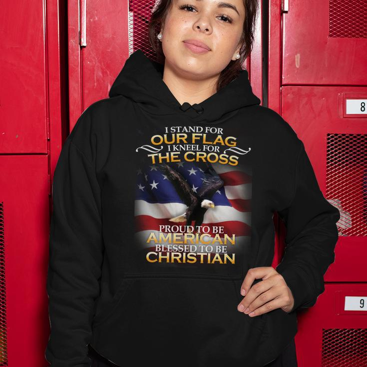 I Stand For Our Flag Kneel For The Cross Proud American Christian Women Hoodie Personalized Gifts