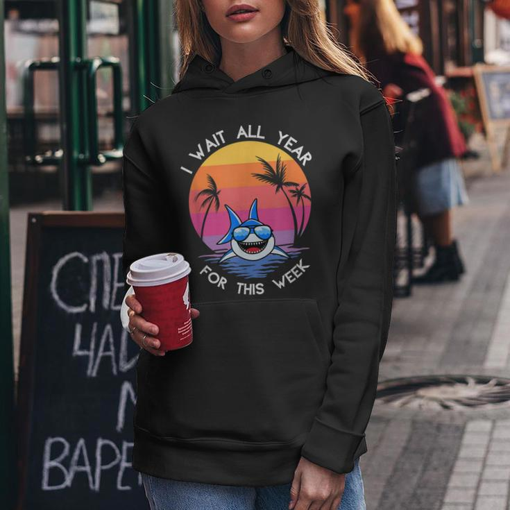 I Wait All Year For This Week Funny Shark Retro Vintage Women Hoodie Personalized Gifts
