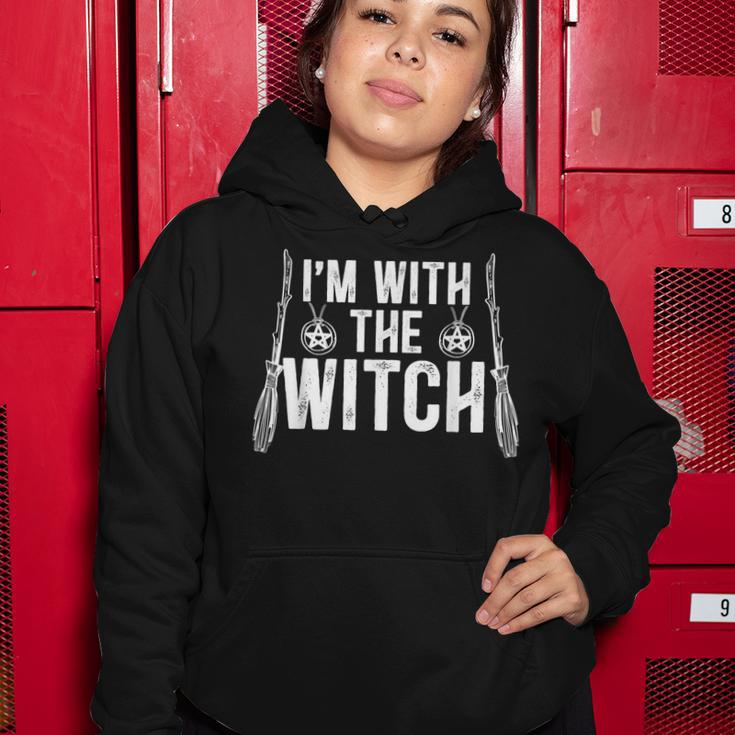 Im With The Witch For A Couples Halloween Witches Women Hoodie Funny Gifts