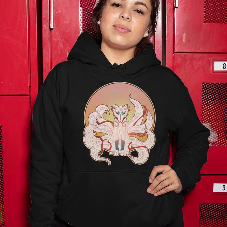 Japanese Nine Tails Kitsune Fox Emblem Pattern Women Hoodie Unique Gifts