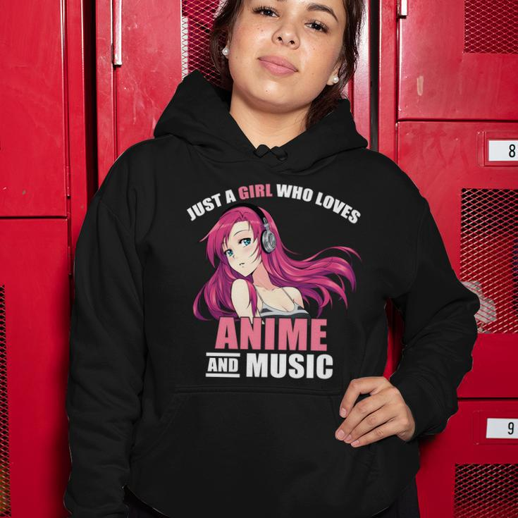 Just A Girl Who Like Anime And Music Funny Anime Women Hoodie Unique Gifts