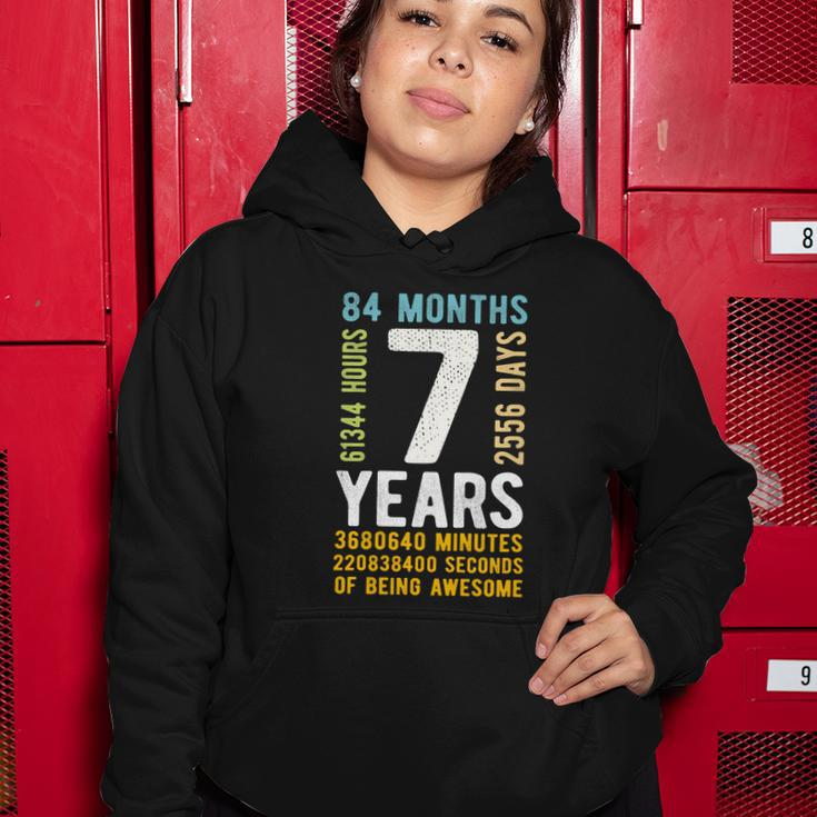 Kids 7Th Birthday Gift 7 Years Old Vintage Retro 84 Months Women Hoodie Unique Gifts