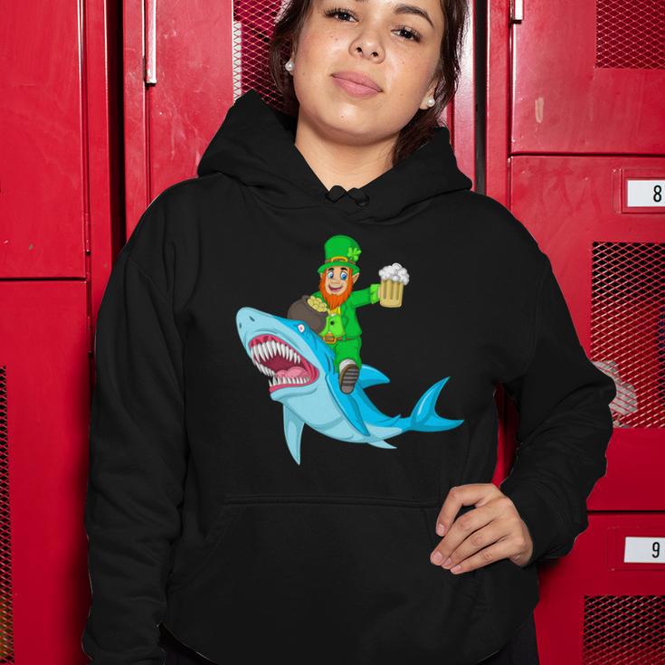 Leprechaun Riding Shark St Patricks Day Women Hoodie Unique Gifts