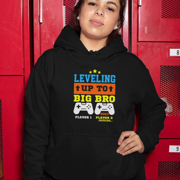Leveling Up To Big Bro 2023 Pregnancy Announcement Funny Women Hoodie Unique Gifts