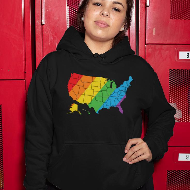 Lgbt United States Map Pride Month Women Hoodie Unique Gifts