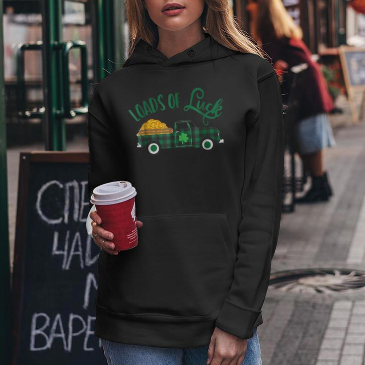 Loads Of Luck - St Pattys Day Vintage Pickup Truck Women Hoodie Graphic Print Hooded Sweatshirt Personalized Gifts