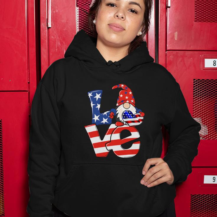 Love Gnome American Flag Funny 4Th Of July Women Hoodie Unique Gifts