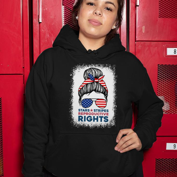 Messy Bun American Flag Stars Stripes Reproductive Rights Meaningful Gift V2 Women Hoodie Unique Gifts