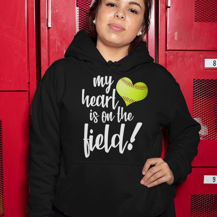 My Heart Is On The Field Baseball Player Women Hoodie Unique Gifts