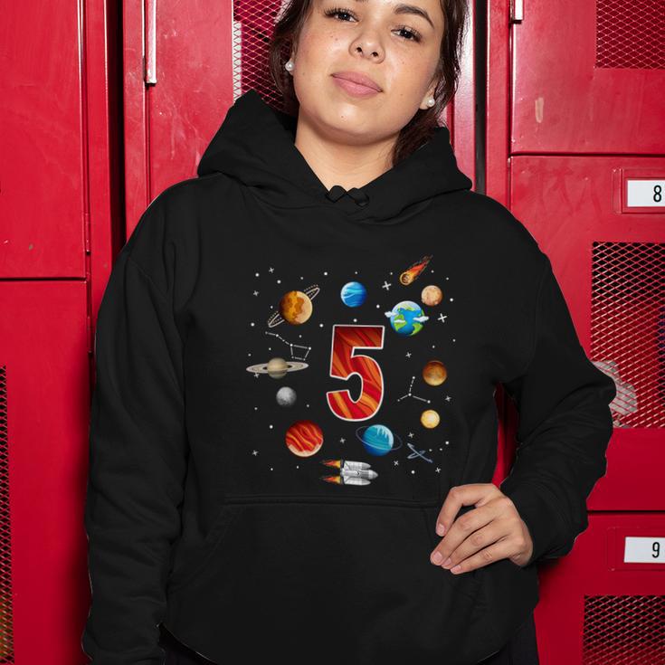 Outer Space 5 Years Old 5Th Birthday Boys Planets Astronaut Women Hoodie Unique Gifts