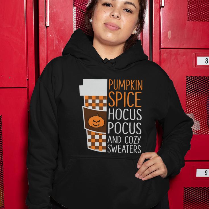 Pumpkin Spice Hocus Pocus And Cozy Sweaters Halloween Quote Women Hoodie Unique Gifts