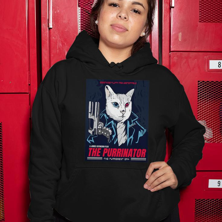 Purrinator Badass Cat Purrgment Day Funny Cat Movie Lovers Women Hoodie Personalized Gifts