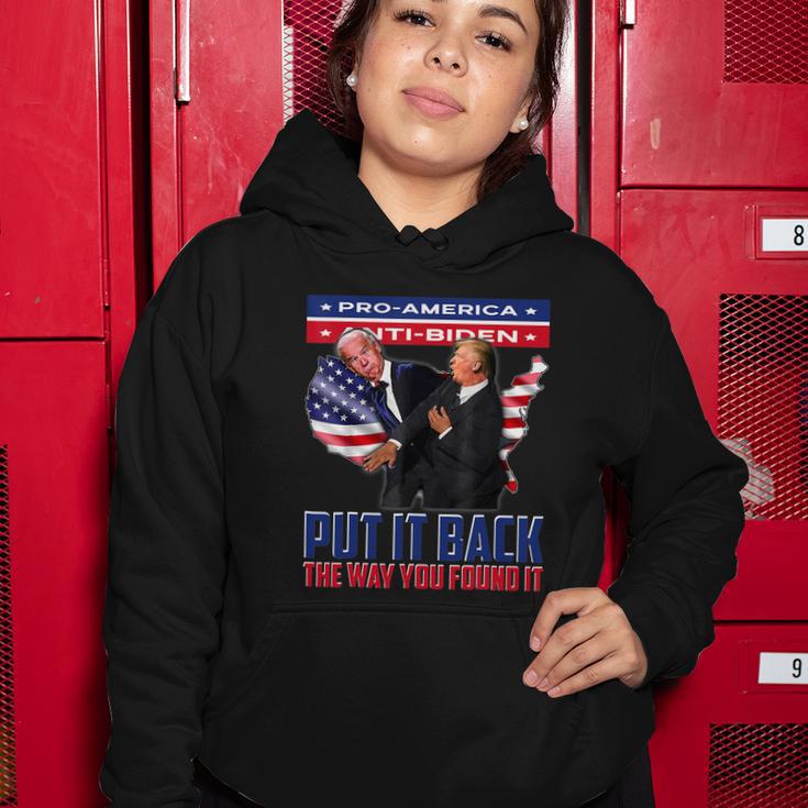 Put It Back The Way You Found It Funny Trump Slap Anti Biden Women Hoodie Unique Gifts