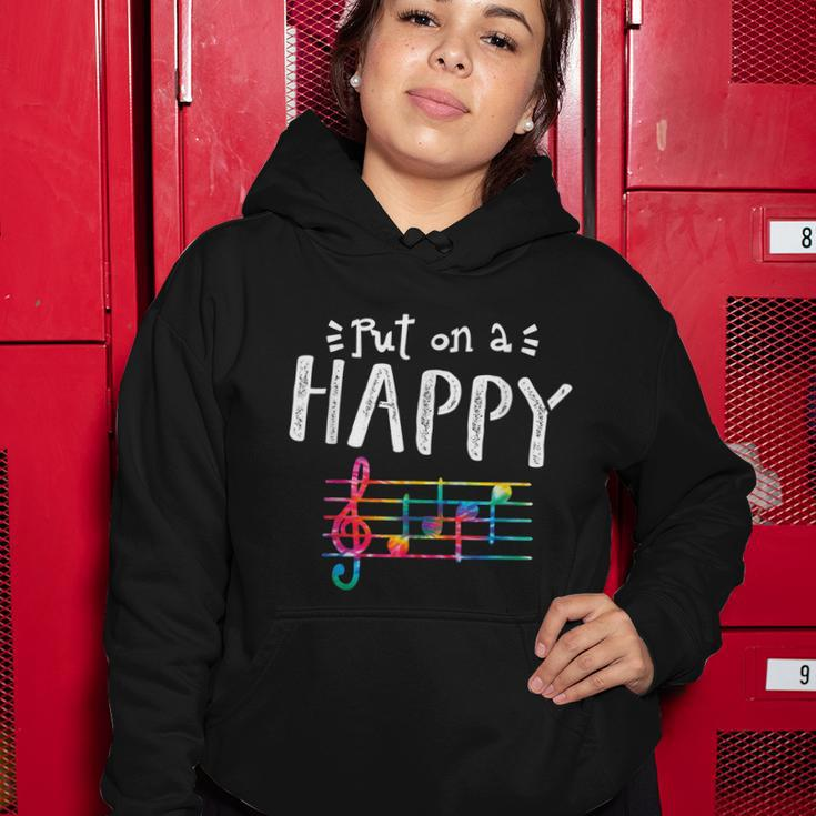 Put On A Happy Face Music Notes Funny Teacher Tshirt Women Hoodie Unique Gifts