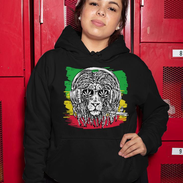 Rasta Lion With Glasses Smoking A Joint Women Hoodie Unique Gifts