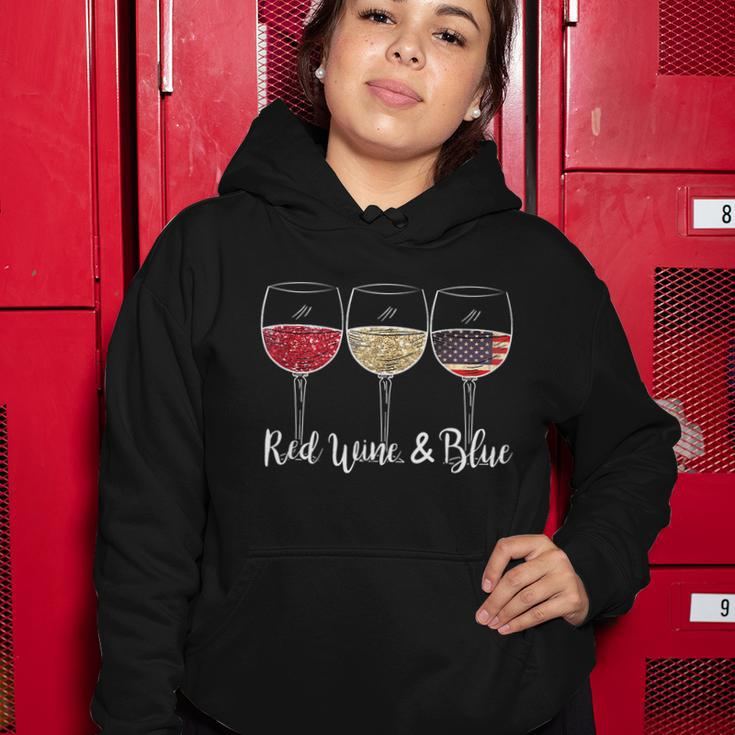 Red Wine & Blue 4Th Of July Wine Red White Blue Wine Glasses V3 Women Hoodie Unique Gifts