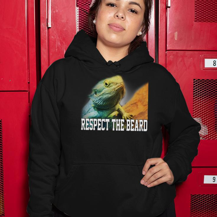 Respect The Beard Funny Bearded Dragon Women Hoodie Unique Gifts