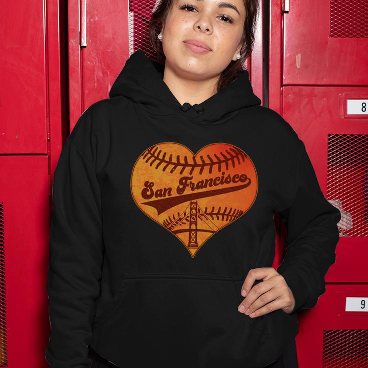 Retro Vintage San Francisco Baseball Heart Women Hoodie Unique Gifts