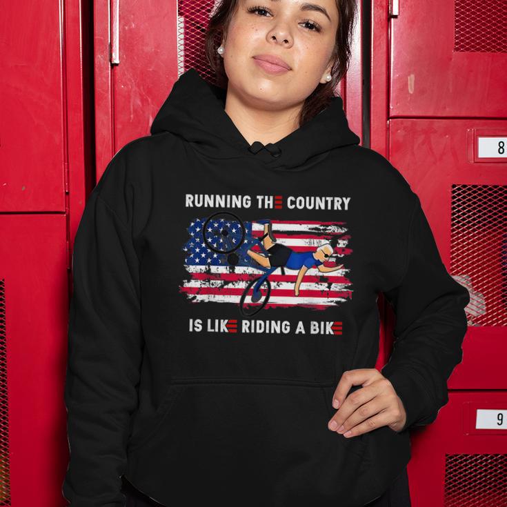 Running The Coutry Is Like Riding A Bike Joe Biden Funny Vintage Women Hoodie Unique Gifts