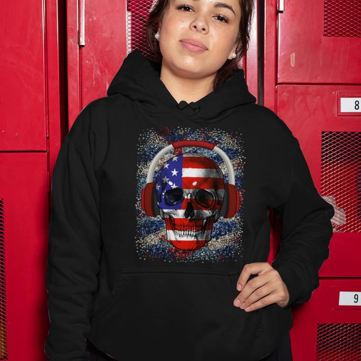 Skull Headphone Usa Flag 4Th Of July Women Hoodie Unique Gifts
