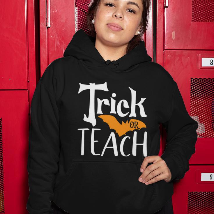 Trick Or Teach Bat Halloween Quote Women Hoodie Unique Gifts