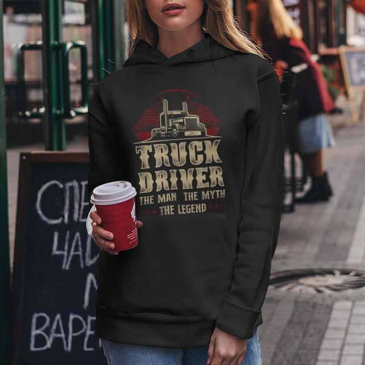 Trucker Trucker Truck Driver Vintage Truck Driver The Man The Myth Women Hoodie Funny Gifts