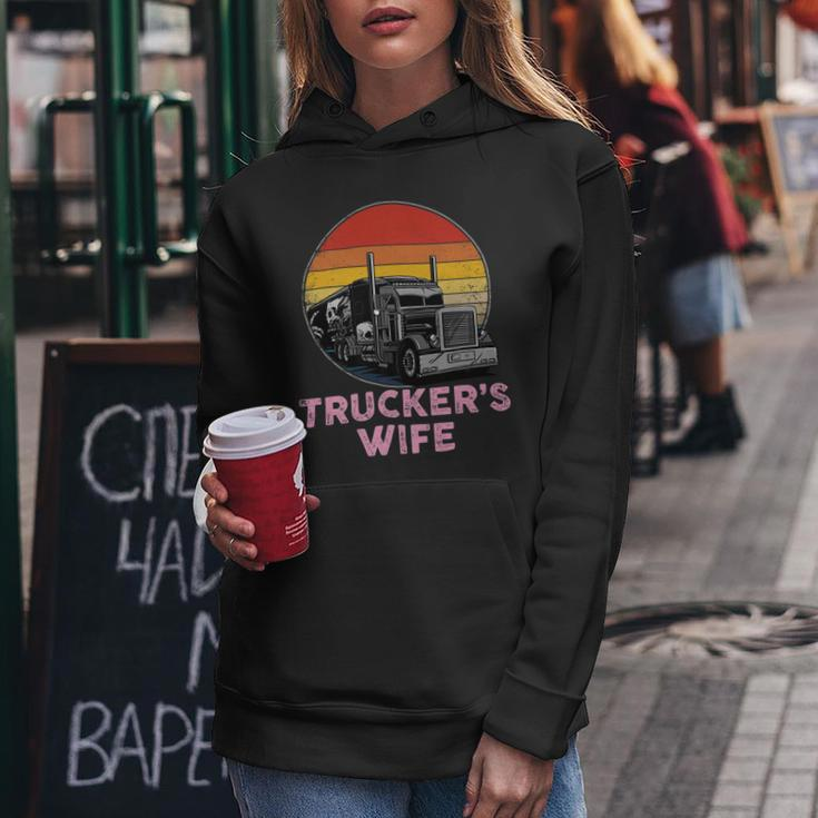 Trucker Truckers Wife Retro Truck Driver Women Hoodie Funny Gifts