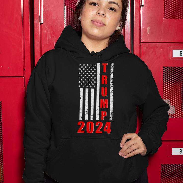 Trump 2024 Election Distressed Us Flag Women Hoodie Unique Gifts
