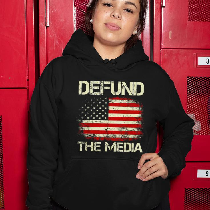 Vintage American Flag Defund The Media Women Hoodie Unique Gifts