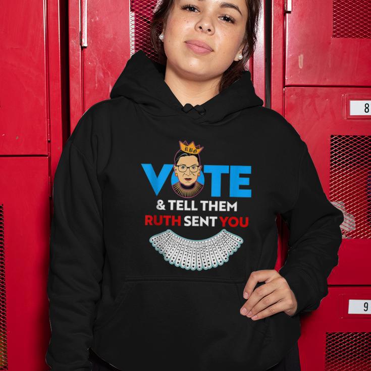 Vote Tell Them Ruth Sent You Dissent Rbg Vote V2 Women Hoodie Unique Gifts