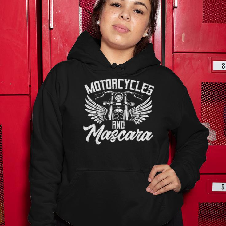 Womens Biker Lifestyle Quotes Motorcycles And Mascara Women Hoodie Unique Gifts