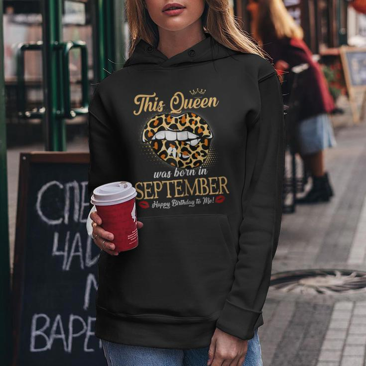 Womens September Birthday Leopard Its My Birthday September Queen Women Hoodie Graphic Print Hooded Sweatshirt Personalized Gifts