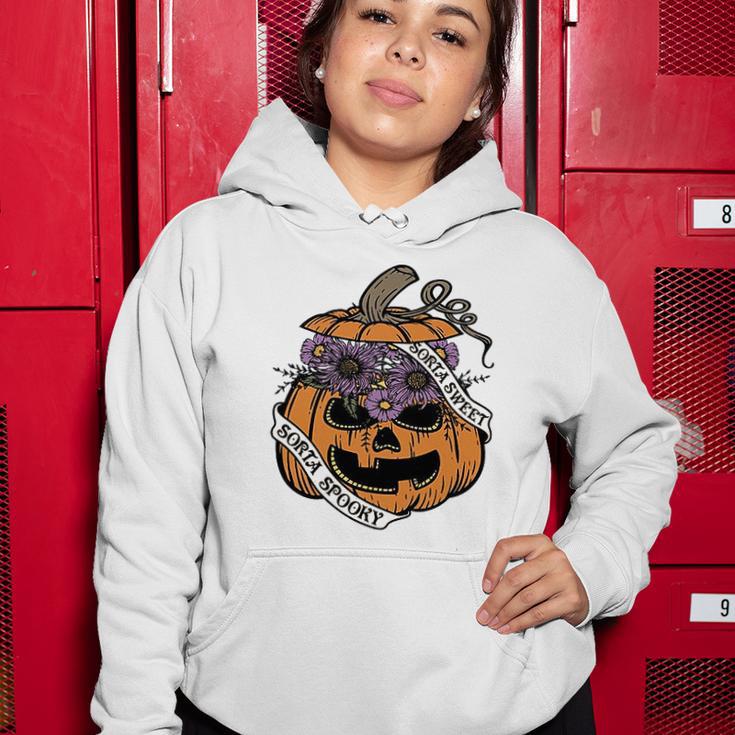 Cute Halloween Sorta Sweet Sorta Spooky Pumpkin Florals Women Hoodie Funny Gifts