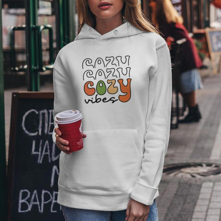 Funny Cozy Vibes Thanksgiving Fall Women Hoodie Graphic Print Hooded Sweatshirt Funny Gifts