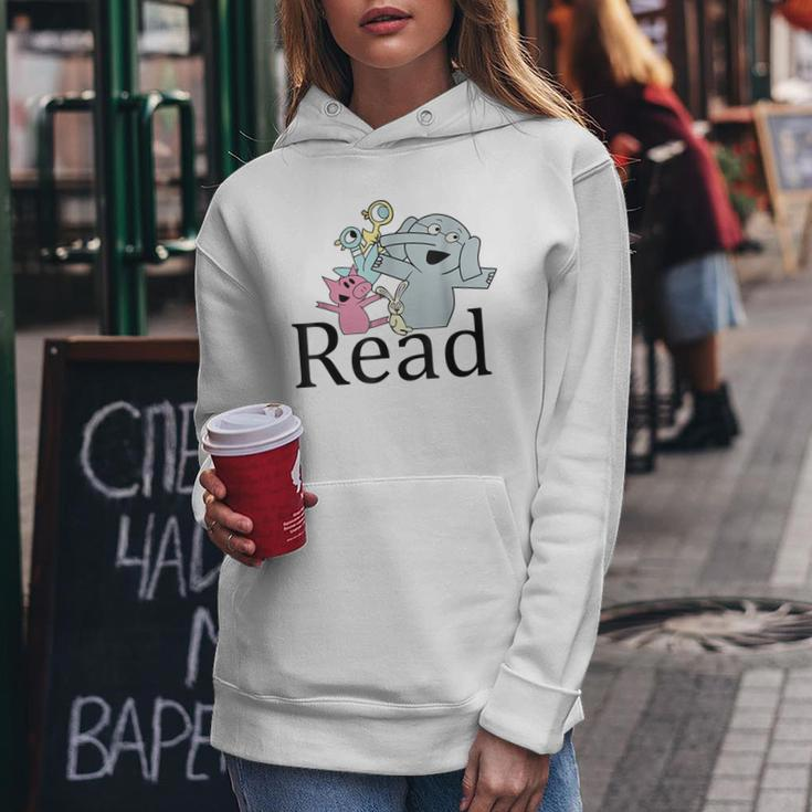 Funny Read Book Club Piggie Elephant Pigeons Teacher Women Hoodie Graphic Print Hooded Sweatshirt Personalized Gifts
