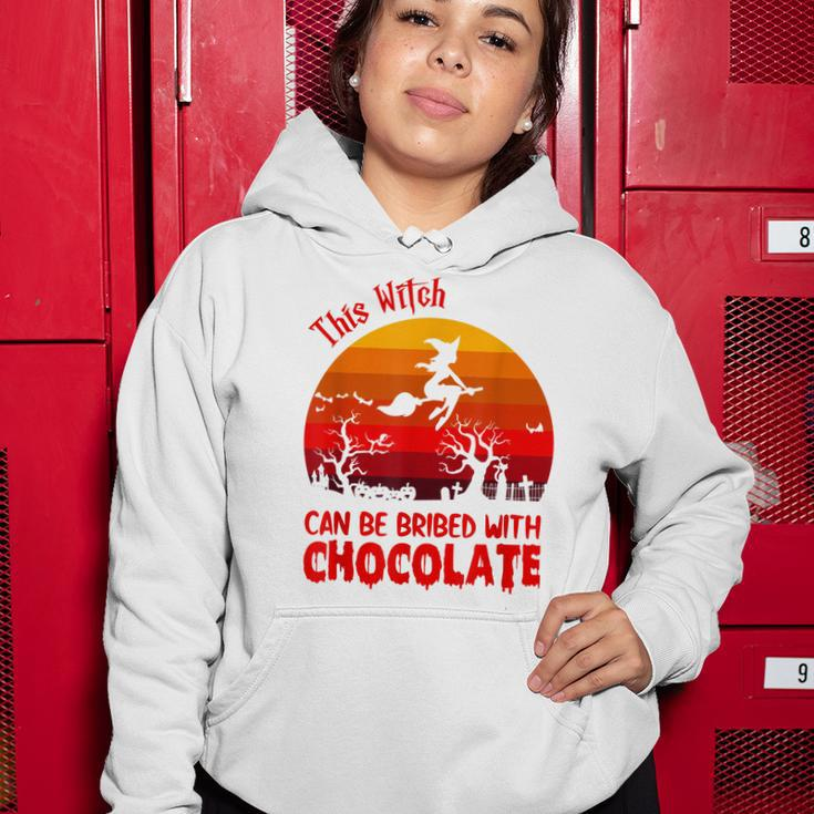 Halloween This Witch Can Be Bribed With Chocolate Retro Women Hoodie Funny Gifts