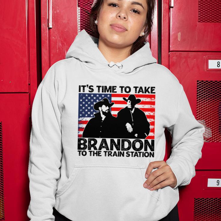 Its Time To Take Brandon To The Train Station America Flag Funny Its Time To Tak Women Hoodie Unique Gifts