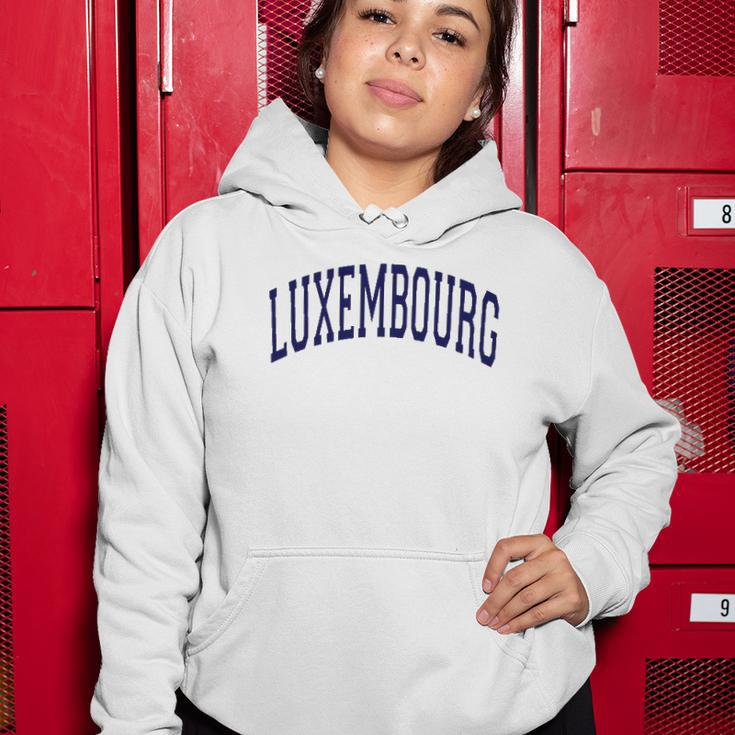 Luxembourg Varsity Style Navy Blue Text Women Hoodie Unique Gifts