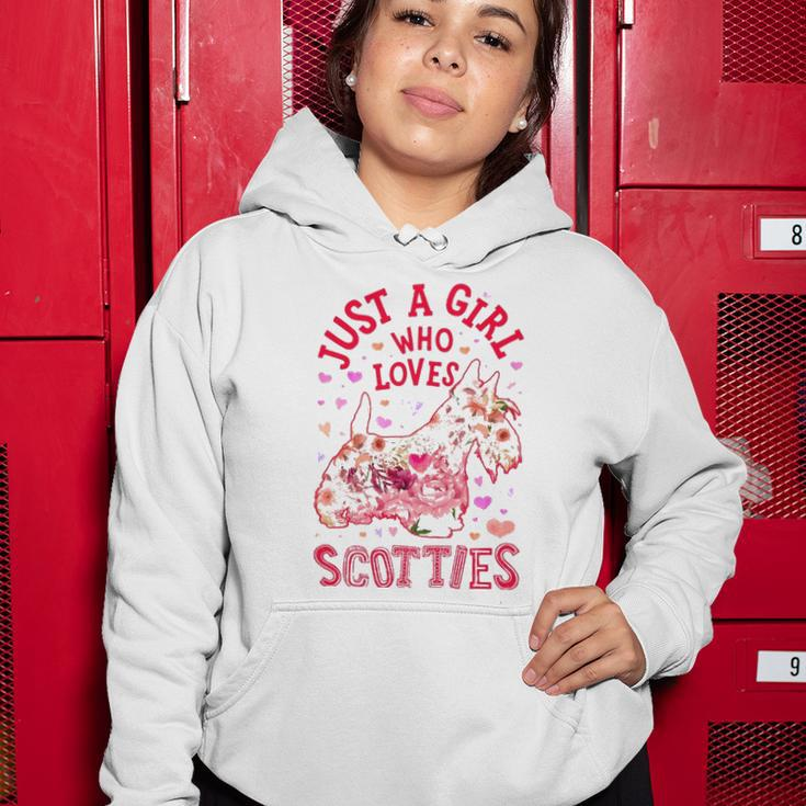 Scottie Scottish Terrier Just A Girl Who Loves Dog Flower Women Hoodie Unique Gifts