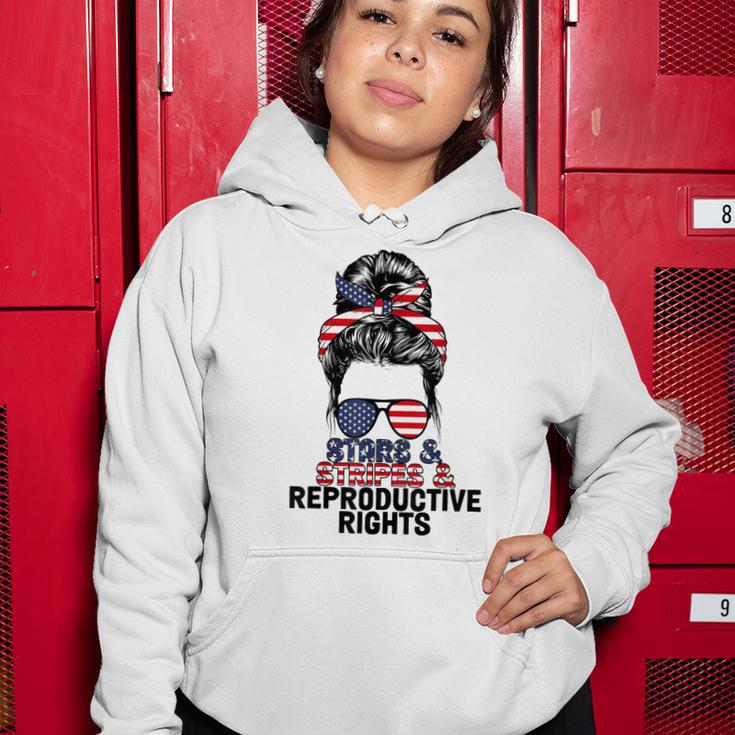 Stars Stripes Reproductive Rights Messy Bun 4Th Of July V4 Women Hoodie Funny Gifts