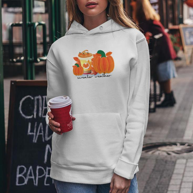 Sweater Weather Pumpkin Pie Fall Season Women Hoodie Graphic Print Hooded Sweatshirt Funny Gifts