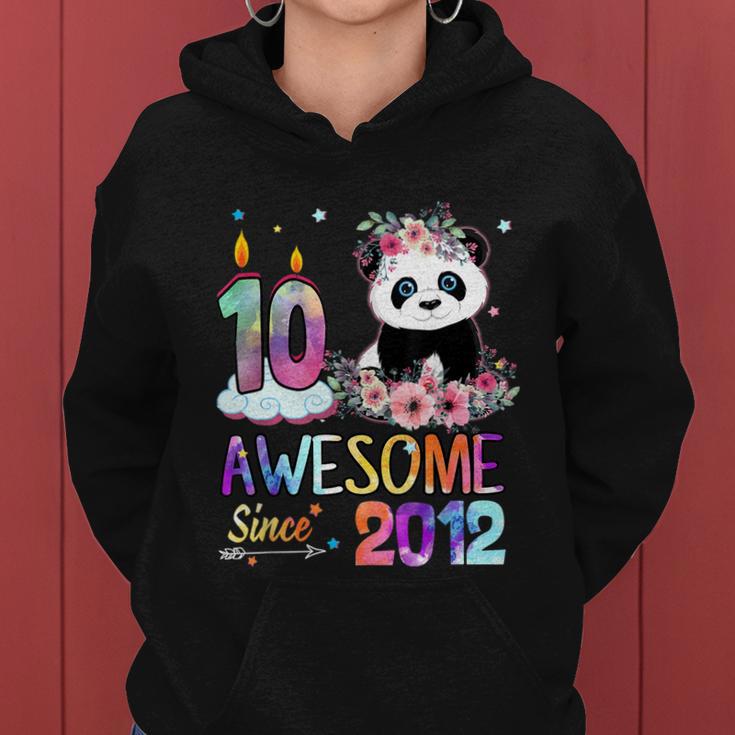 10 Years Old Awesome Since 2012 10Th Birthday Panda Unicorn Women Hoodie