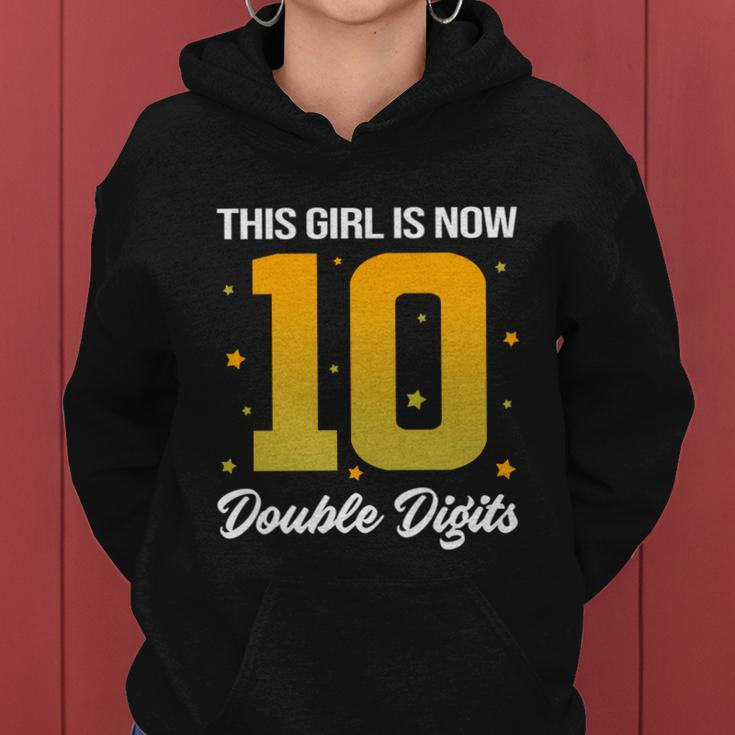 10Th Birthday Glow Party This Girl Is Now 10 Double Digits Gift Women Hoodie