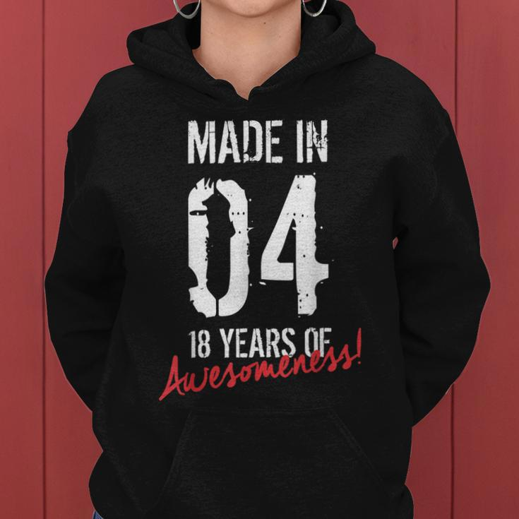 18Th Birthday Boys Girls Awesome Since 2004 18 Year Old Women Hoodie