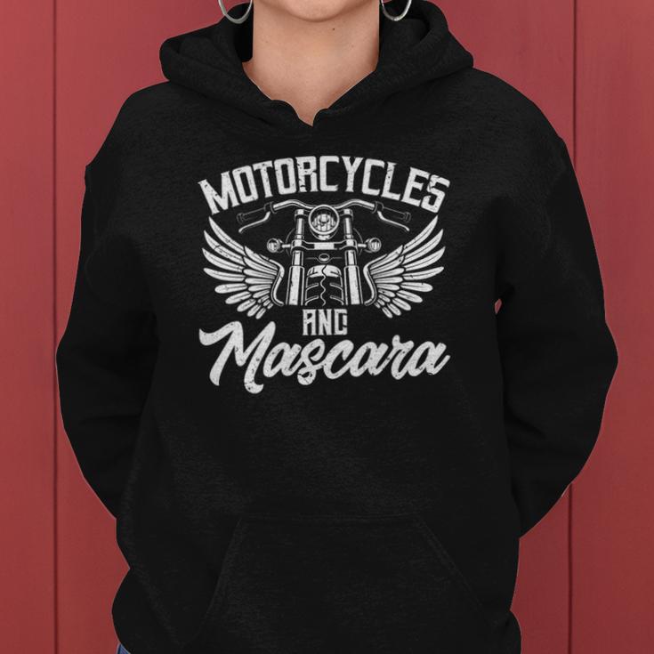 Womens Biker Lifestyle Quotes Motorcycles And Mascara Women Hoodie