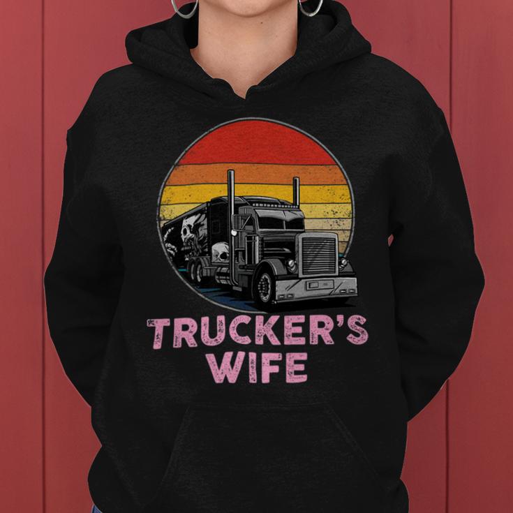 Trucker Truckers Wife Retro Truck Driver Women Hoodie