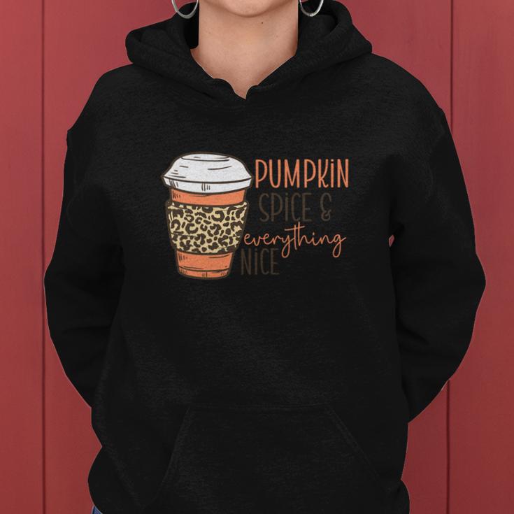 Coffee Pumpkin Spice And Everything Nice Fall Things Women Hoodie Graphic Print Hooded Sweatshirt